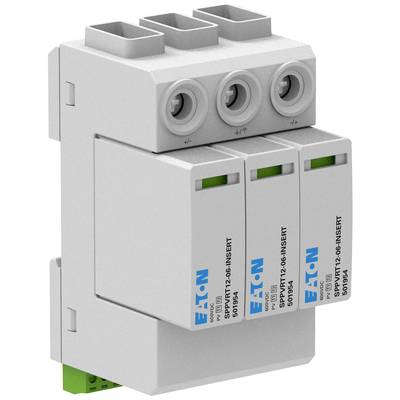 Three-way DIN rail surge protection device, branded 'Eaton'. Used for protecting against voltage surges.