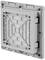 'Grey plastic wall mount with a rectangular design and surrounding border. It features multiple slots and mounting points.'