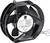 A black fan with a label in the middle showing electrical specifications. Model number 'THA221570G'.