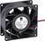 Black fan with red and black power cables, suitable for cooling in electronic devices.