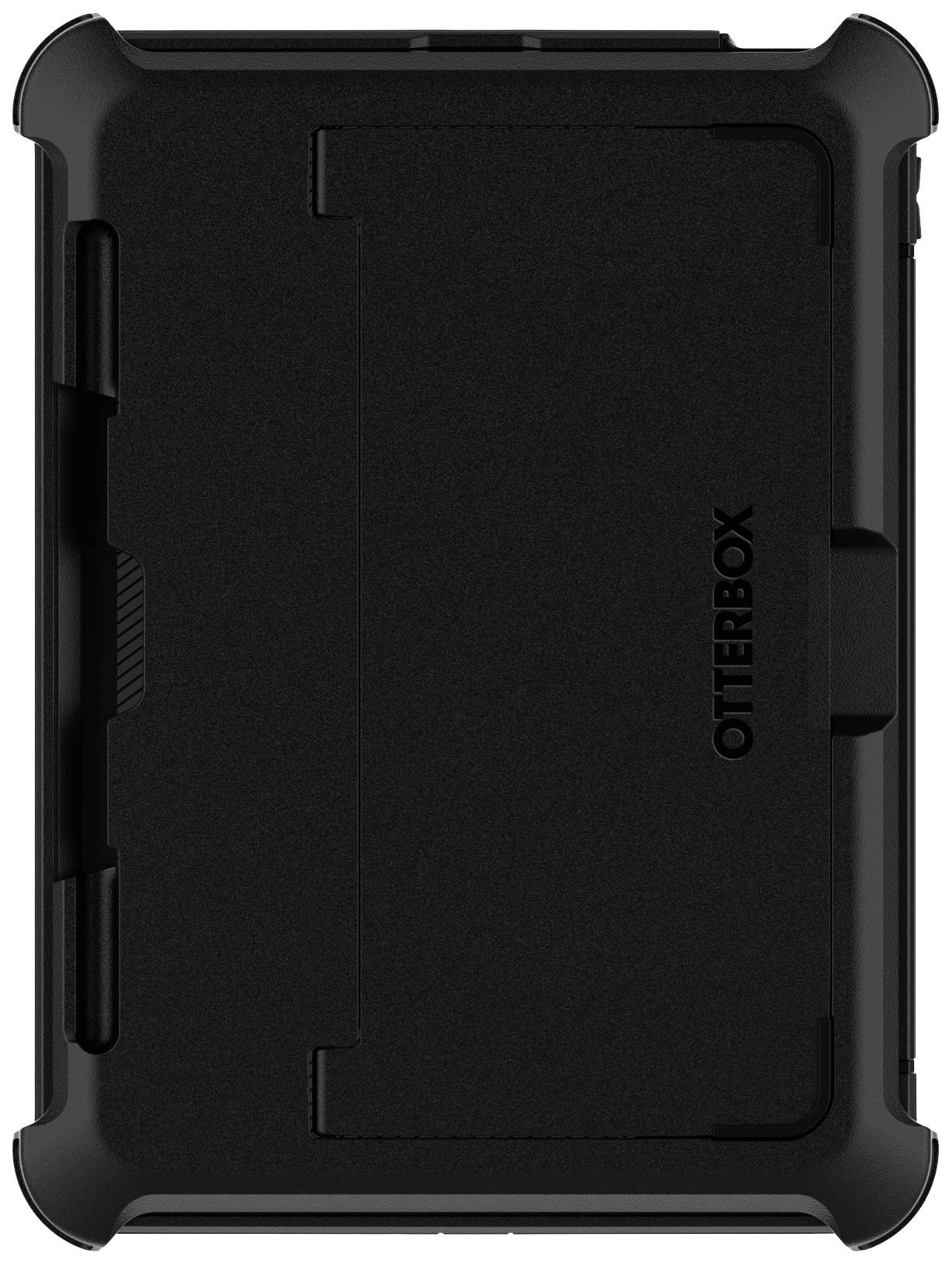Black, robust tablet case with the 'OTTERBOX' logo on the back, suitable for protecting an electronic device.
