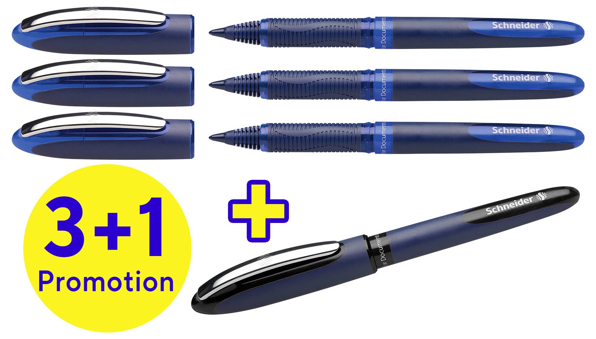 Schneider Schreibgeraete Roller ball pen One Business 06 0.6 mm Black, Blue 183084 4 pc(s)