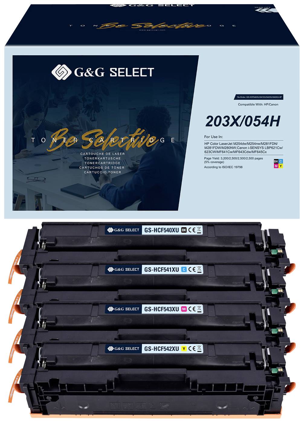 G&G Toner replaced HP 203X Compatible Set Black, Cyan, Magenta, Yellow GS-H203X-4P