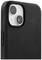 Black mobile phone case with cutouts for two camera lenses and flash, side view. Minimalist design, protective function.
