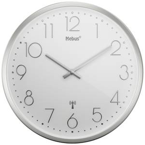 Mebus 19776 Radio Wall clock 25 cm x 4 cm Silver Noiseless movement