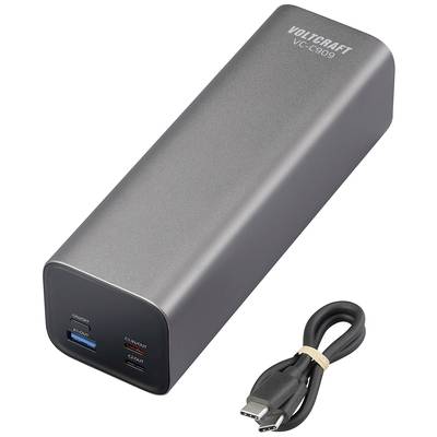 Grey charger by VOLTCRAFT with USB ports and included USB cable. Model VC-C909.