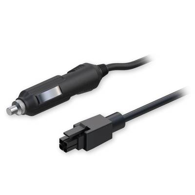 A black automotive charging cable with a cigarette lighter plug and a rectangular connector.