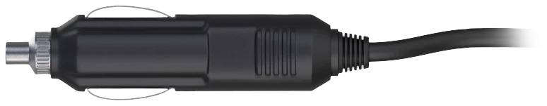 Black vehicle charging cable with cigarette lighter plug, suitable for charging in vehicles.