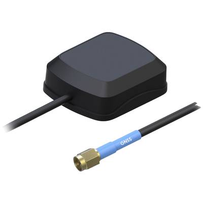 A GNSS antenna device with cable and connection plug, used to improve GPS signal reception strength.