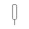 A grey tuning fork with elongated arms against a white background.