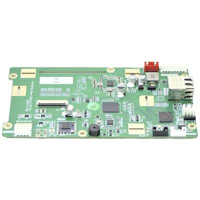 A green electronic circuit board with various chips, connectors, and electronic components for control functionality.