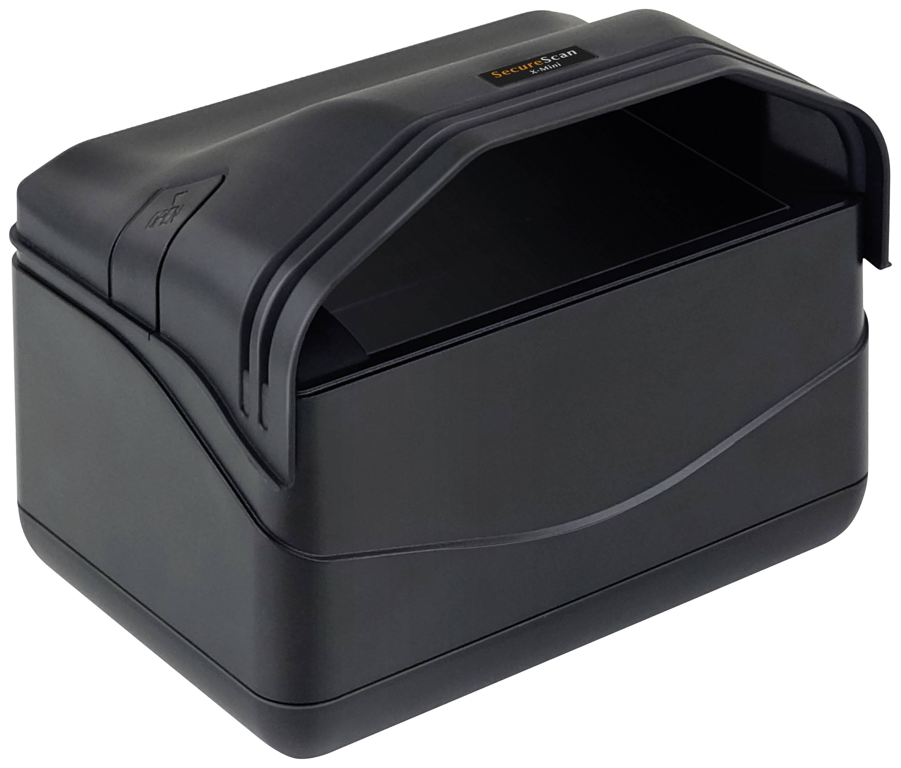 Black, rectangular plastic case with a removable cover, showing a compact packaging or storage solution.