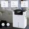 'An air purifier with night mode, 2-hour interval timer, RGB LED light and humidity indicator, stands in front of a bed.'