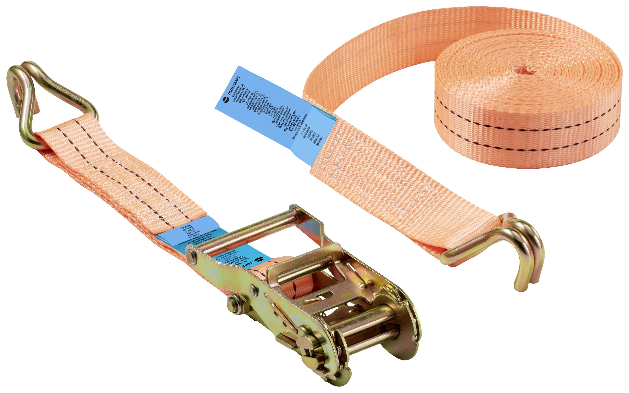 TOOLCRAFT TO-9610002 Double strap Low lashing capacity (single/direct)=1000 daN (L x W) 4000 mm x 38 mm Ratchet