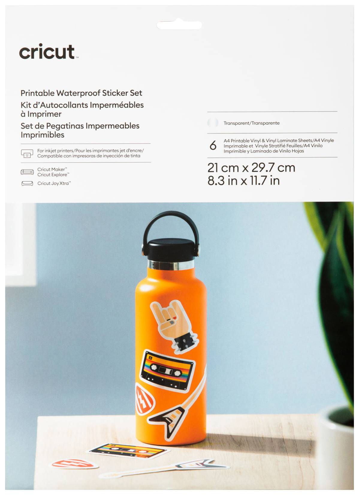 Cricut Sticker Set Waterproof A4 Film set Cutting width 29.7 cm Transparent