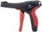 Image of a grey and red cable tie primarily used for bundling cables or securing objects.