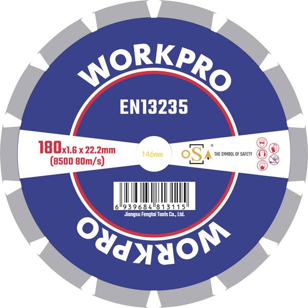 WorkPro GSOSSE-3 Cutting disc 180 mm 1 pc(s) Ceramic, Ceramics, Marble, Masonry, Glass, Limestone, Granite, Natural stone, Limestone