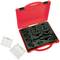 Red carry case with screwdriver set and accessories, including various attachments, organised in foam insert.