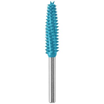 Blue, pointed milling cutter with silver handle, suitable for precise nail or tool machining.