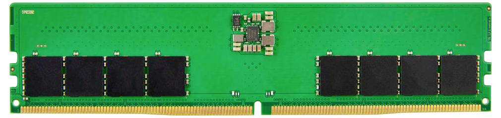 'A green RAM stick with multiple black memory modules and golden contact pins along the bottom edge.'