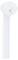 A white cable tie is depicted vertically, with the square fastener visible at the top.