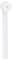 A white cable tie is seen in close-up. It has a smooth surface and a loop at the end for fastening.