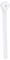 A white cable tie with a flat head, suitable for bundling and organising cables and wires.