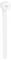 A white cable tie with a rectangular head and smooth band, a typical fastening tool for bundling cables and wires.