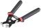 Black pliers with red handle and spring mechanism, suitable for specific cutting or gripping tasks in workshop environments.