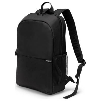 Black rucksack with padded shoulder straps, side mesh pockets, and a central main compartment.