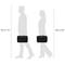 'Graphic shows two silhouettes of individuals with different heights, 182 cm and 168 cm, carrying a black bag.'
