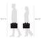 Silhouettes of two people, one 182 cm and the other 168 cm tall, carrying bags. Bag size comparison to scale.
