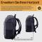 'Expand Your Horizons' shows two rucksacks, one with and one without an opened extension, which increases the volume from 25 to 30 litres.