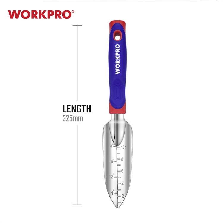 Garden trowel by WORKPRO, 325 mm long, with measurements marked on the blade.