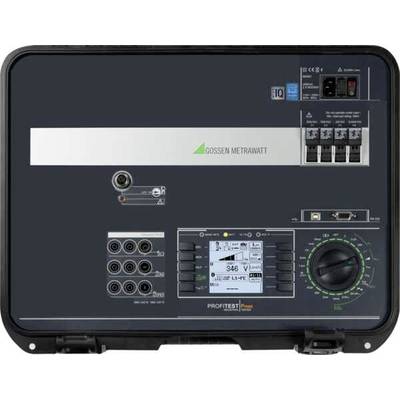 Measuring device with multiple sockets and a large display, showing voltage measurement values. Brand: Gossen Metrawatt.