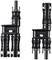 Two black, vertically oriented multi-pin connectors. They are similar in shape but differently structured.