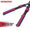 Long-handled pliers with blue and red soft grip. Brand name 'WORKPRO', with text 'Strong Steel Handle Comfort Soft Grip'.