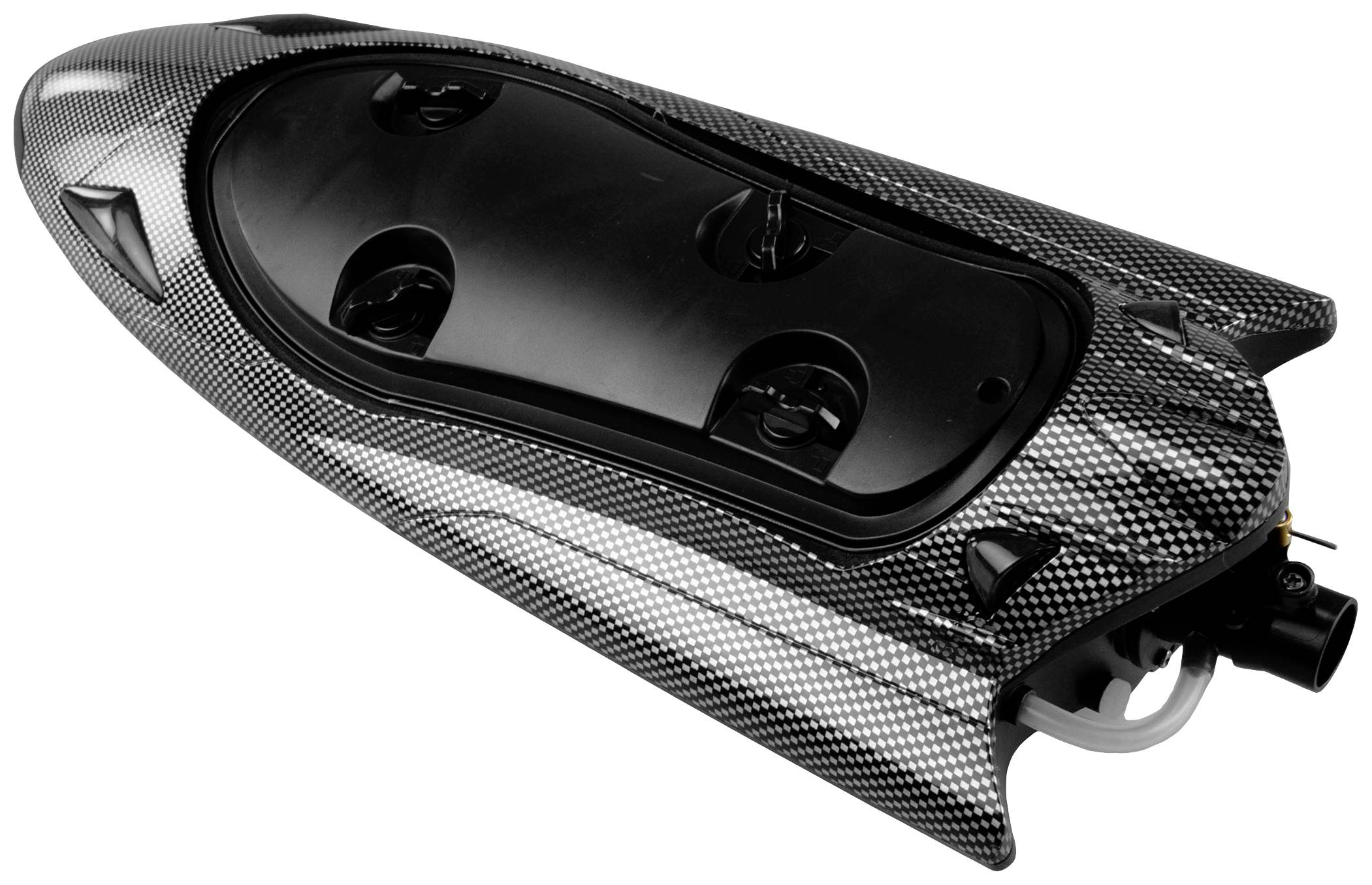 A hydrodynamic device made of carbon fibre with a sleek, aerodynamic shape, likely for use in water.