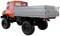 An orange lorry with a large cargo area and robust tyres, suitable for heavy loads and challenging terrain.