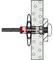 'Diagram of a bolt and nut assembly securing two perforated plates, showing a cross-section with red highlighted inner parts for emphasis.'