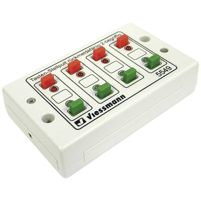 White control module with red and green buttons for signal settings. Marked with text 'Viessmann' and model number '5549'.