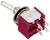 A red toggle switch with six terminals, labelled 'ON', 'OFF', '5A 125VAC', '2A 250VAC'.