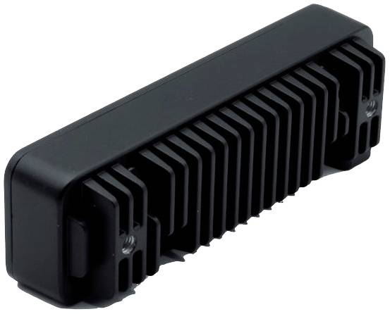 A black, rectangular heatsink fan module with multiple fins, used for cooling electronic components.