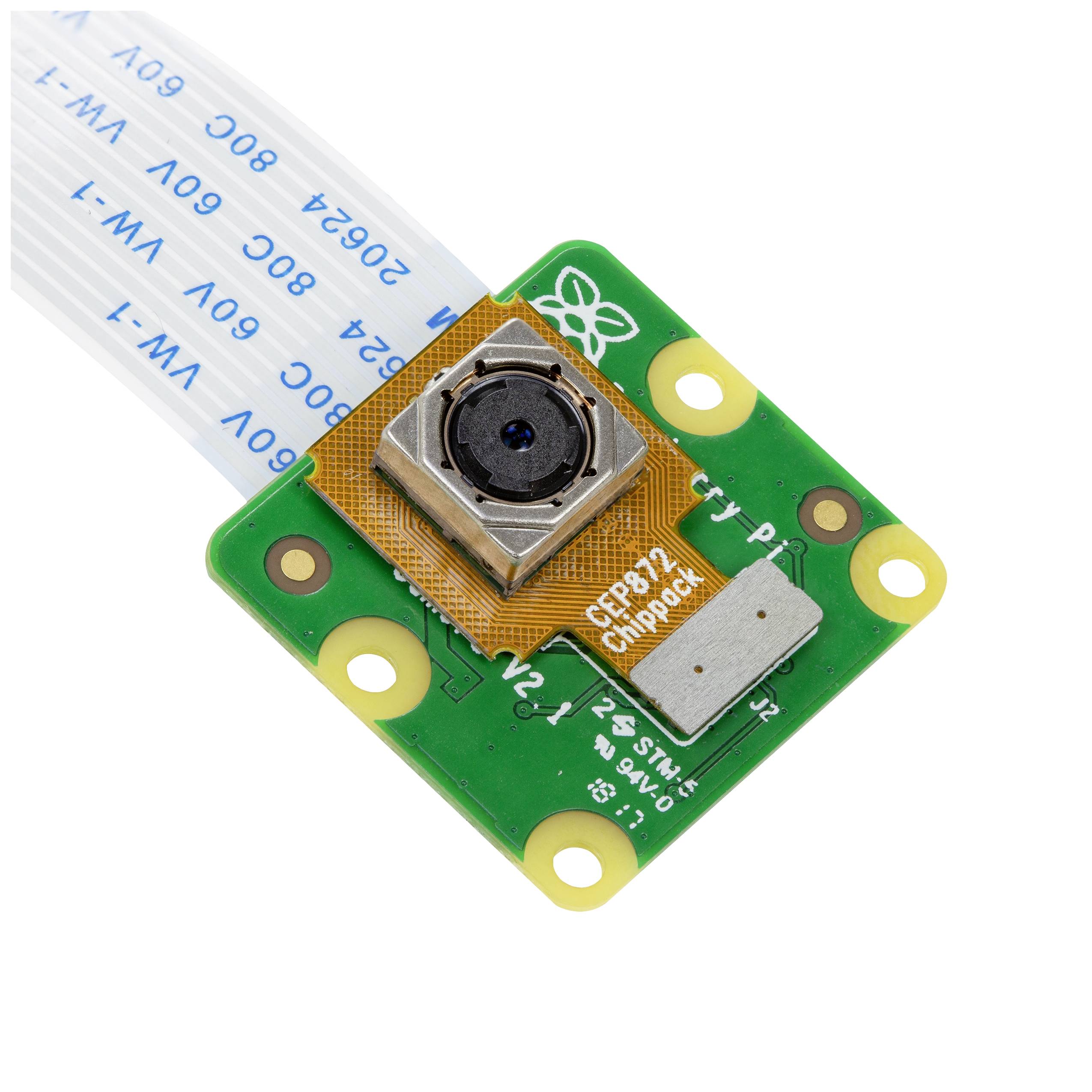 A small green circuit board with a sensor and a flat ribbon cable connector. Designed for electronic projects and device technologies.