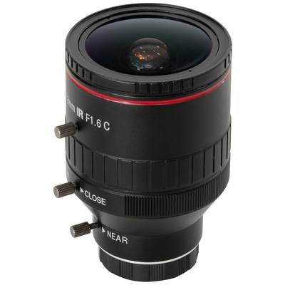 Wide-angle lens with a red ring and multiple adjustment rings, suitable for infrared photography, with markings for focus and aperture.