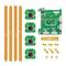 'A camera development kit featuring a green circuit board, four camera modules, flexible cables, and mounting screws.'
