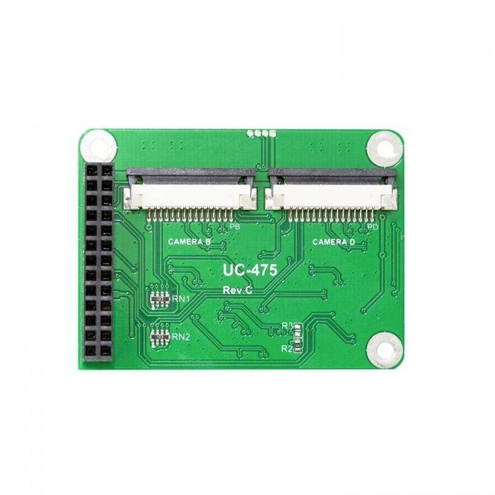Camera adapter board with two slots, designated 'UC_475 Rev.C'. Suitable for connection with electronic devices.
