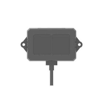 A rectangular, black electronic device with a cable at the bottom and two side mounting points.