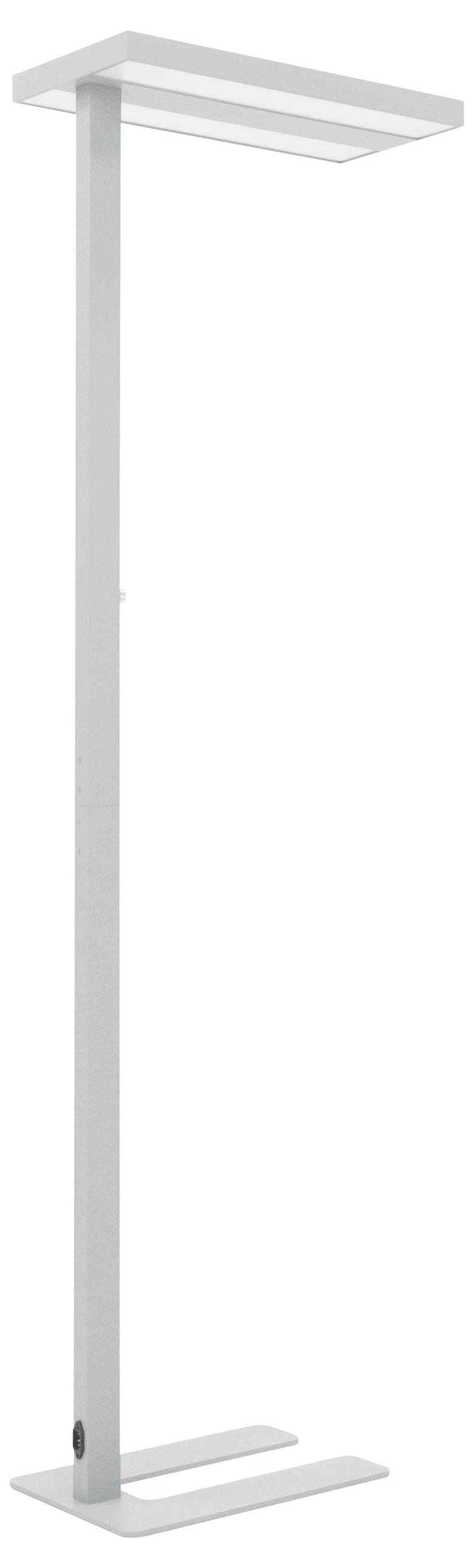 A modern, sleek metal floor lamp with a minimalist design, perfect for office or living spaces.
