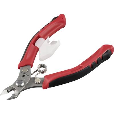 Red and black garden secateurs with silver blade, suitable for cutting small branches and plants. Plastic handle.
